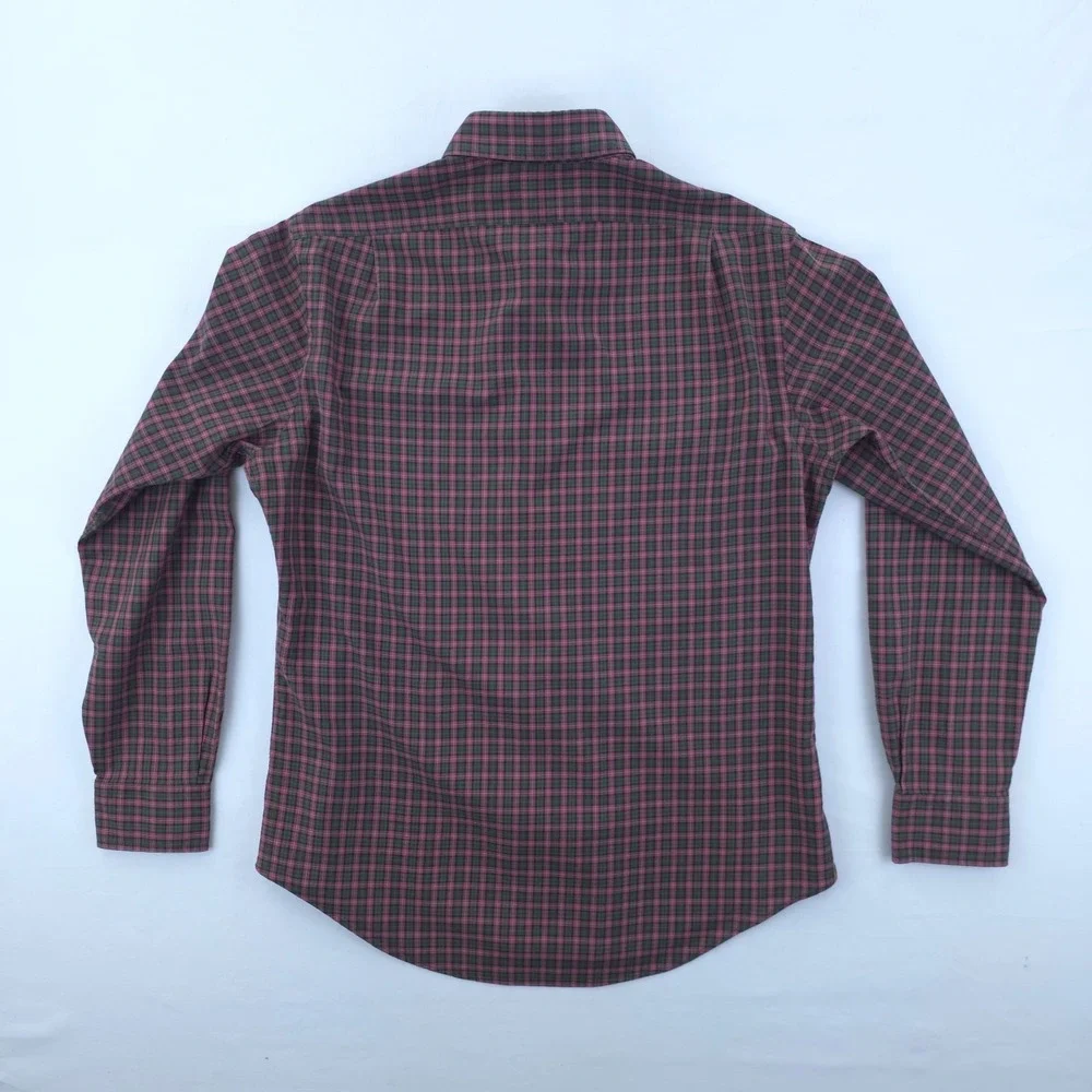 Polo Ralph Lauren Mens Button Down Shirt M Burgundy Green Plaid Long‎ Sleeve